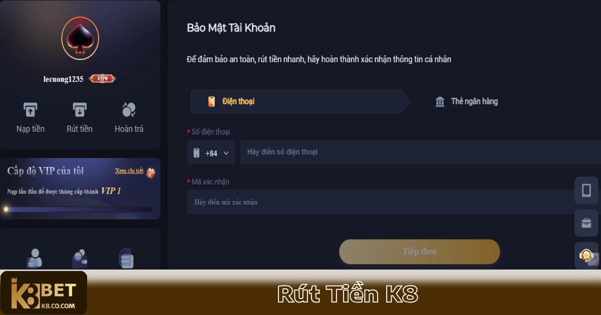 Rút Tiền K8 – Nhận Tiền Thưởng Siêu Tốc, Thanh Toán An Toàn 2 Điều kiện & số dư tối thiểu để rút tiền K8 thành công